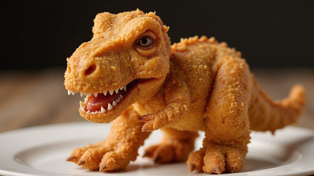 Perfectly Cooked T-Rex Chicken Nugget