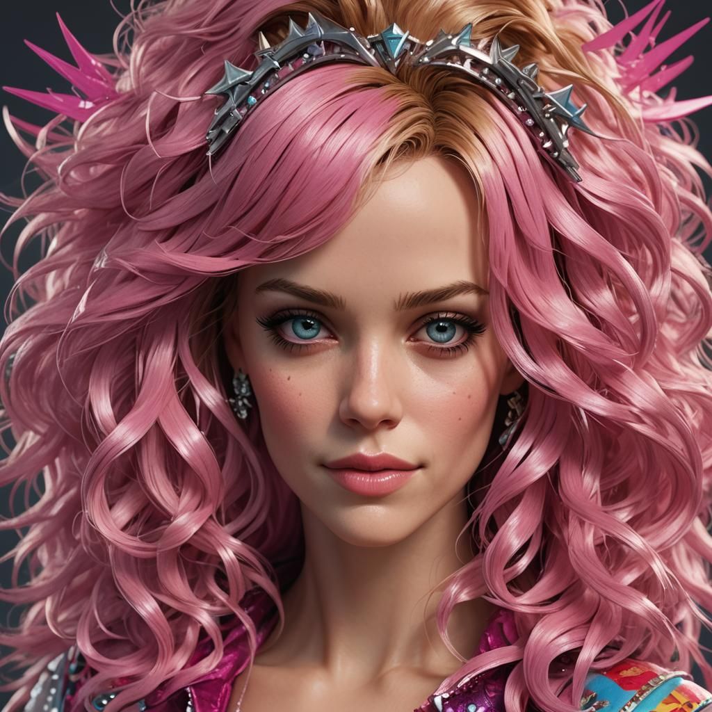 Hyperrealistic Portrait with Spiky Hair in Art Nouveau Style