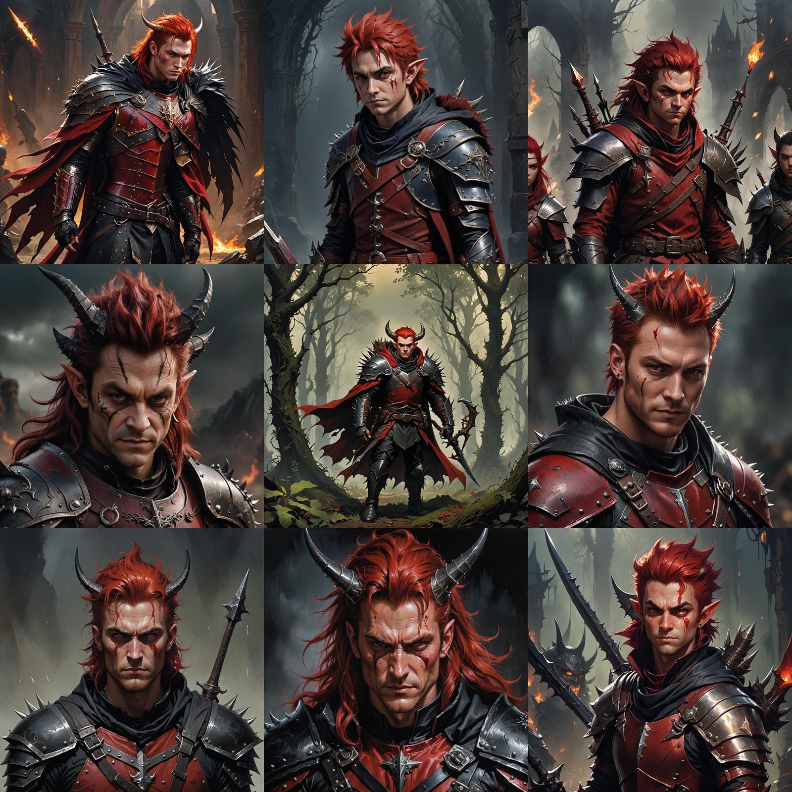 Devilish Halfling with Red Armor, Detailed Matte Painting