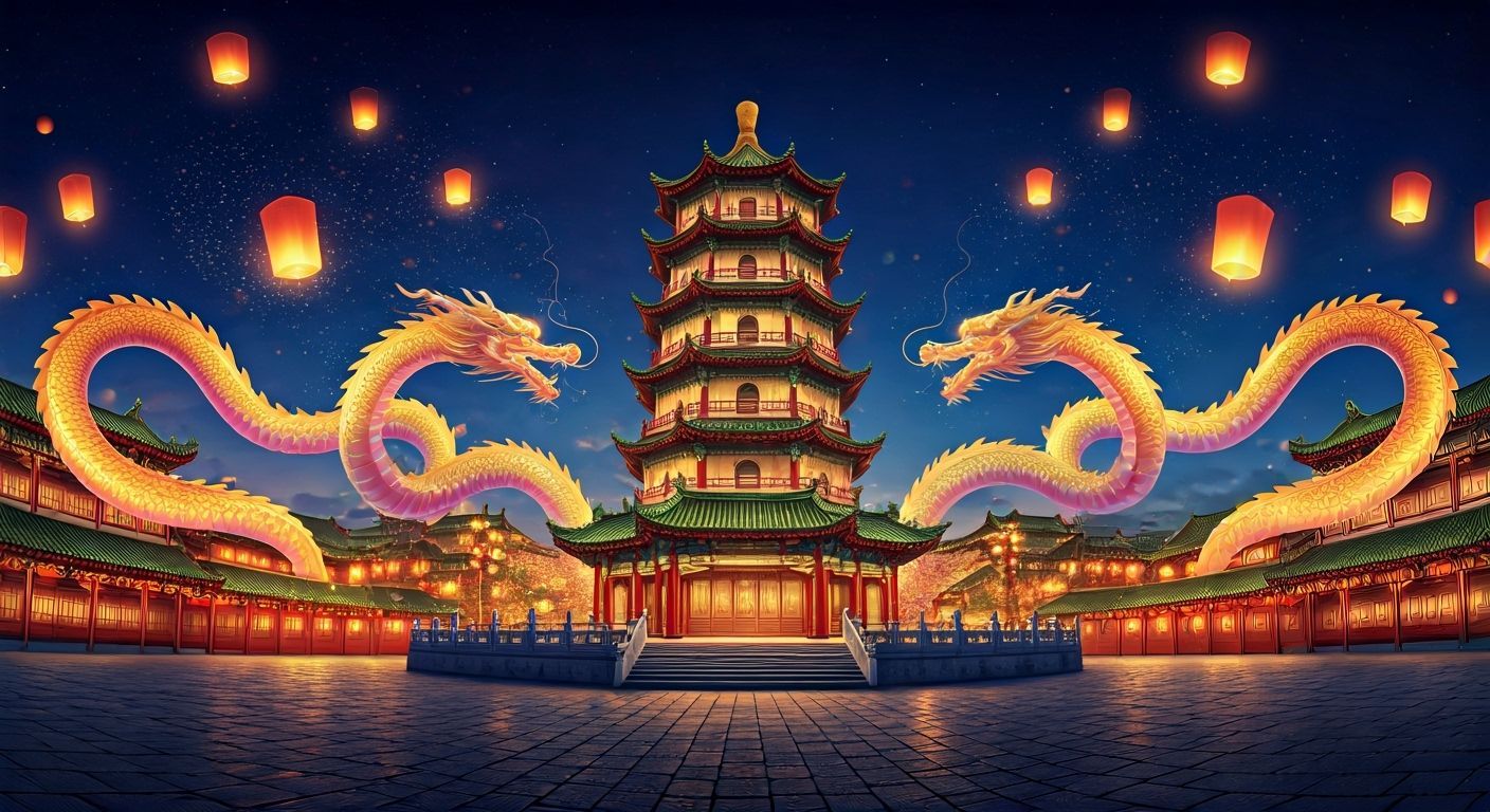 Dragons Circle Magic Pagoda at Lantern Festival