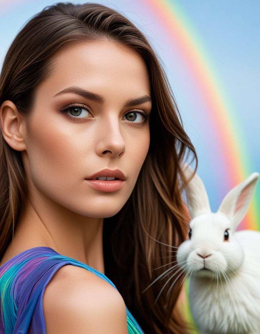 Vibrant Rainbow Portrait in Abstract Photography Style