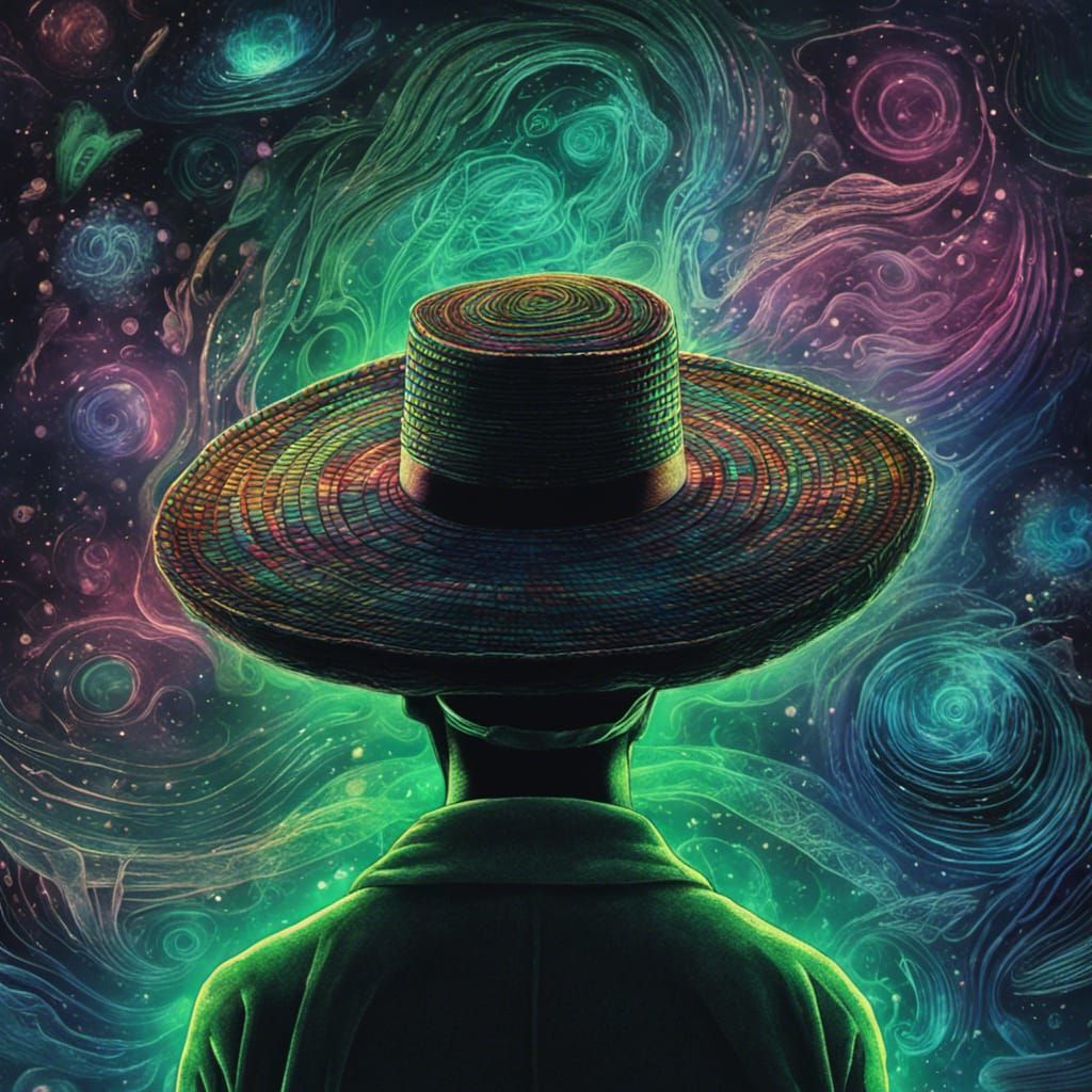 Astral Straw Hat with Towels in Cosmic Sky