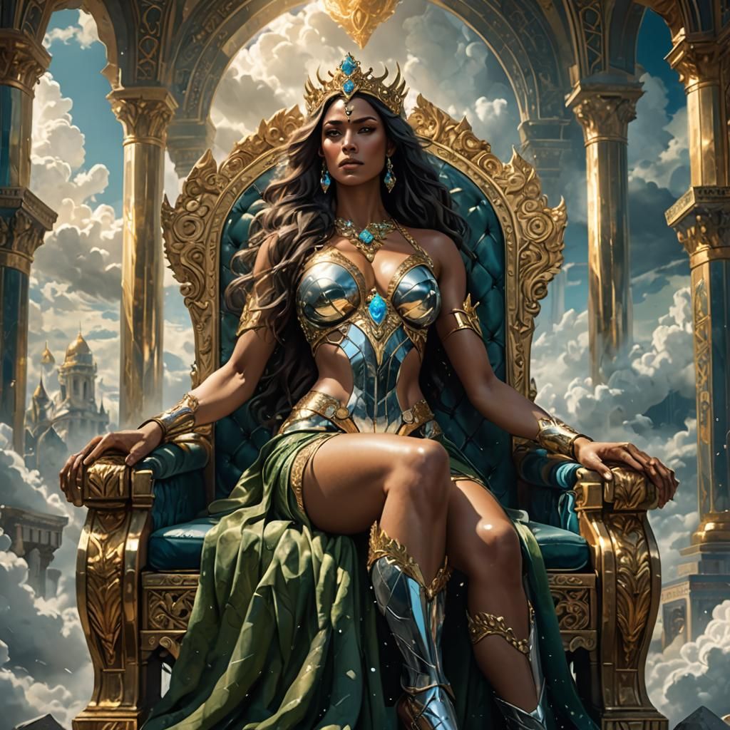 Goddess on Silver Throne in Cloud Palace