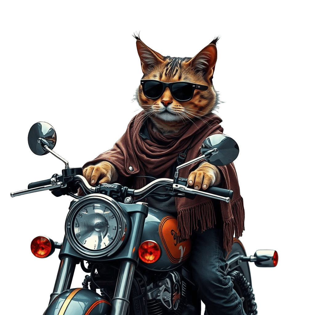 Grumpy Cat on Indian Motorcycle in Graffiti Art