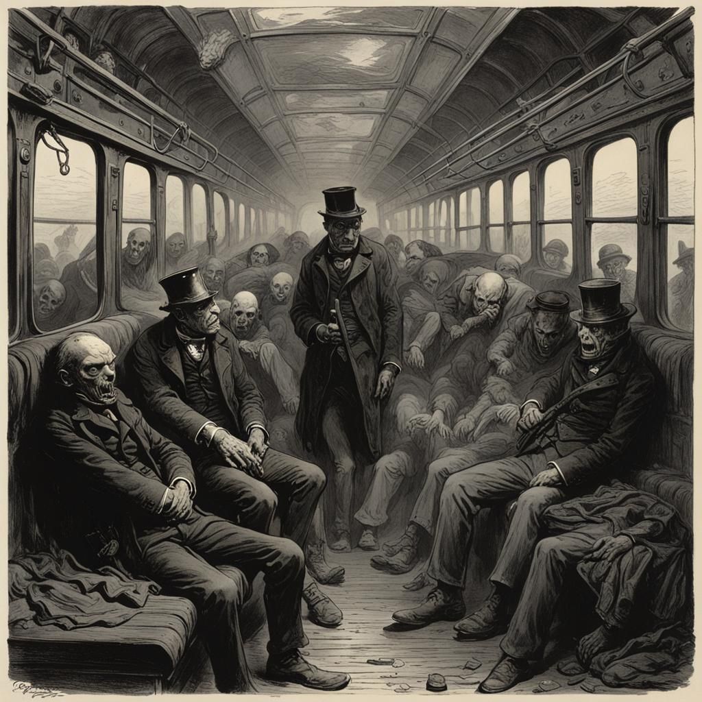 Horrific Filthy Train Car Interior in Dark Style