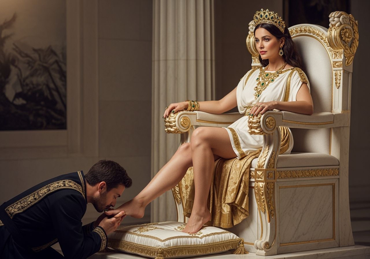 Greek Goddess on Throne in Her Temple