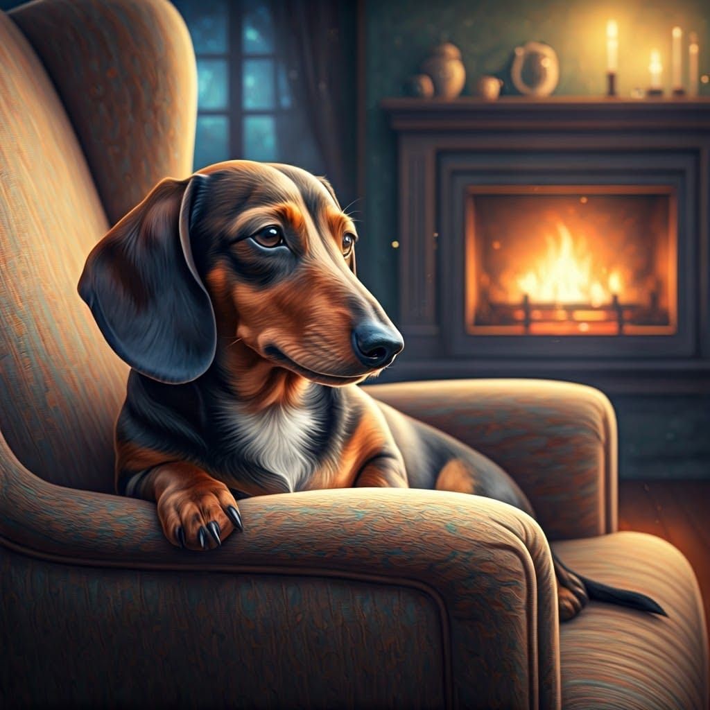 cozy evening with dachshund