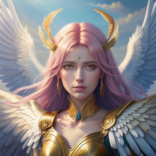 Fantasy Angel Portrait in Vibrant Oil Painting