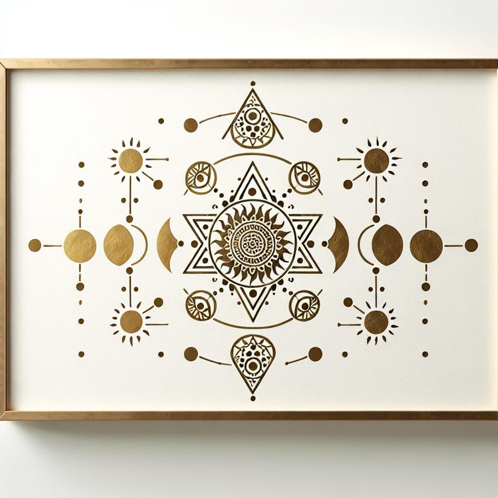 Gold Mandala Stencil Frame on White