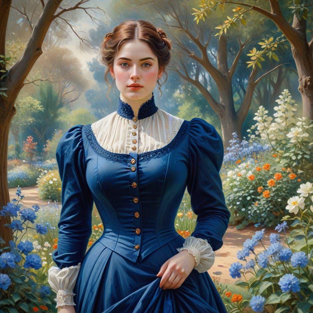 Victorian Lady in Watercolor Botanic Garden