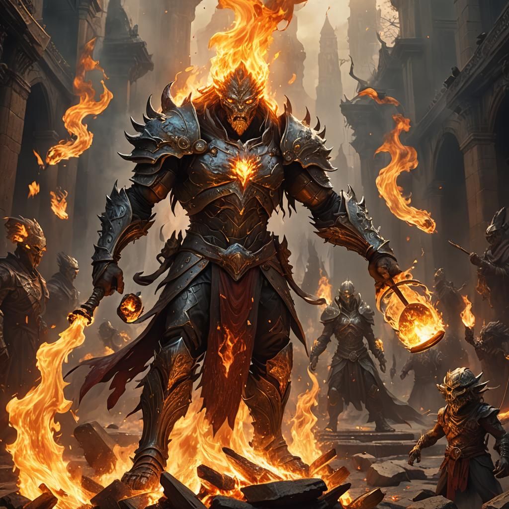 Brazier of Commanding Fire Elementals in Fantasy Art