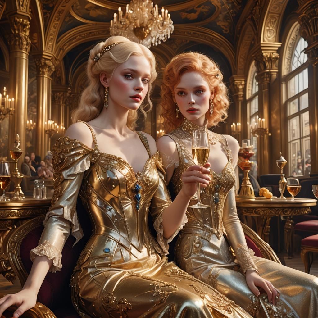 Baroque Supermodels Toast in Art Nouveau Splendor