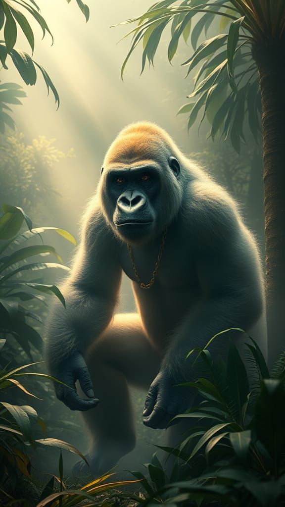 Translucent Gorilla Woman in Surreal Jungle Dreamscape