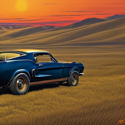 Heavily Armed Mustang in Post-Apocalyptic Landscape