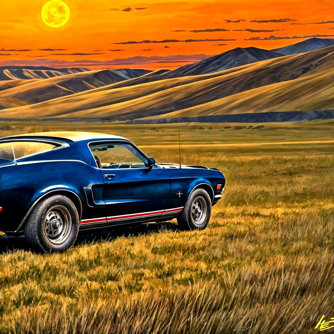 Heavily Armed Mustang in Post-Apocalyptic Landscape