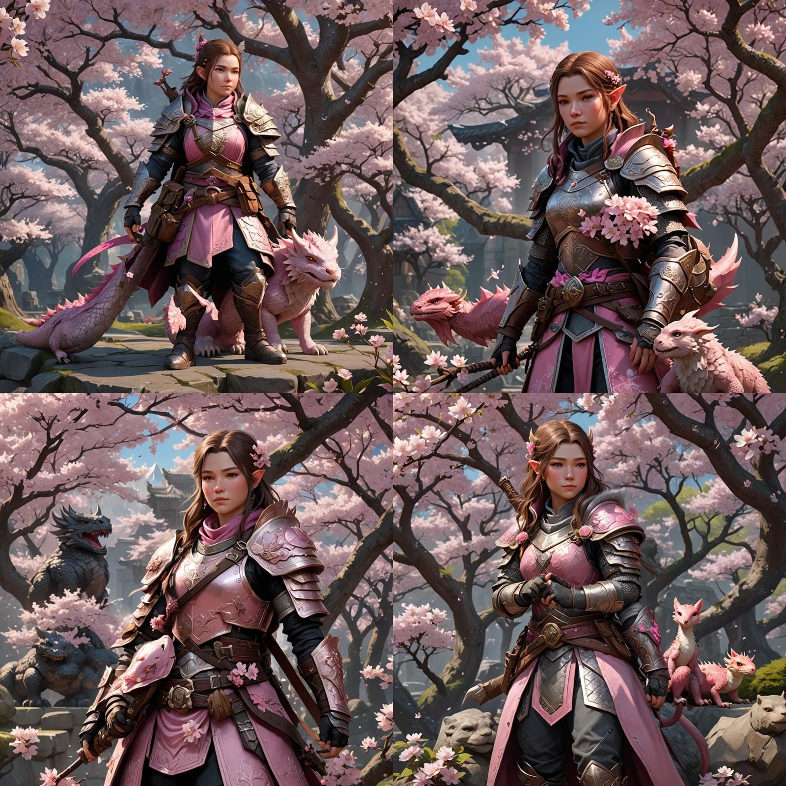 Dwarven Ranger with Dragon in Anime Style