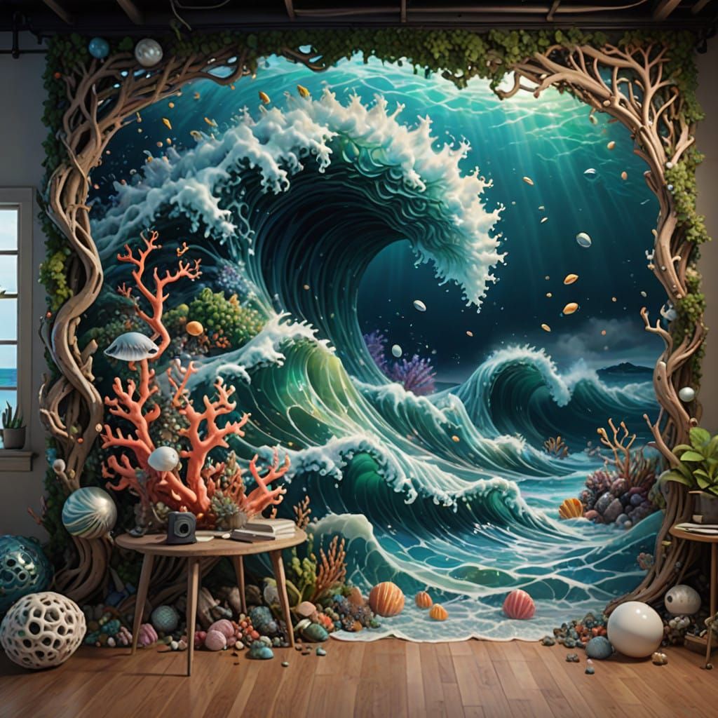 Enchanting Ocean Siren in Vibrant, Iridescent Hues