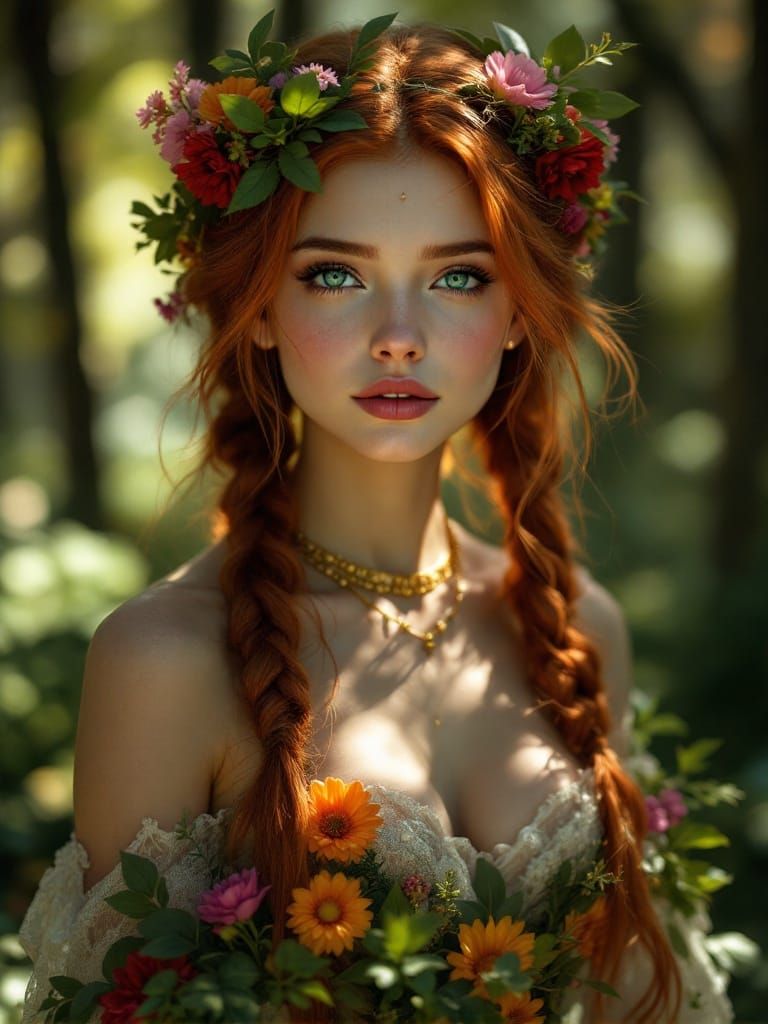 Serene Forest Spirit in Chiaroscuro