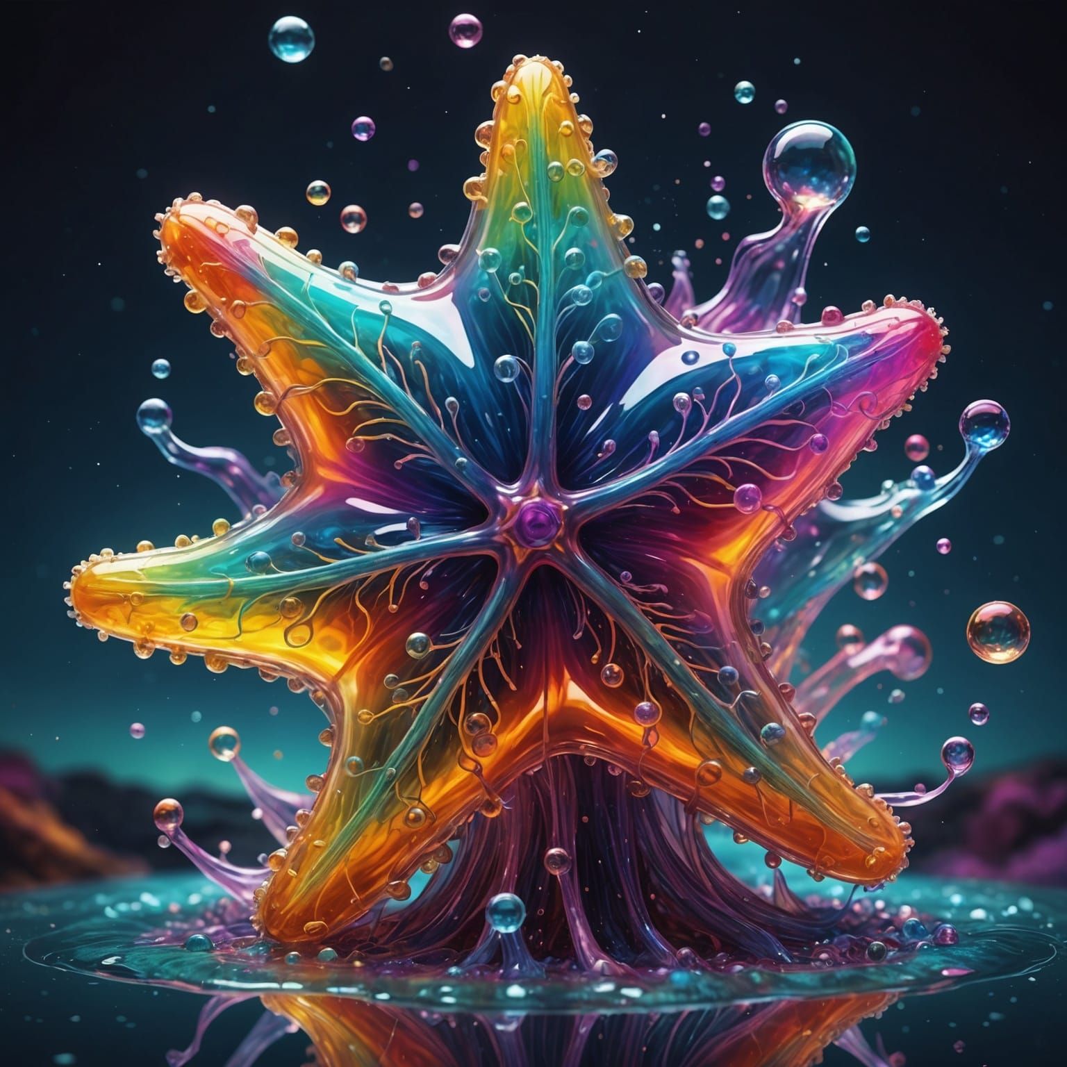 Jelly Starfish Eruption in Cosmic Illustration