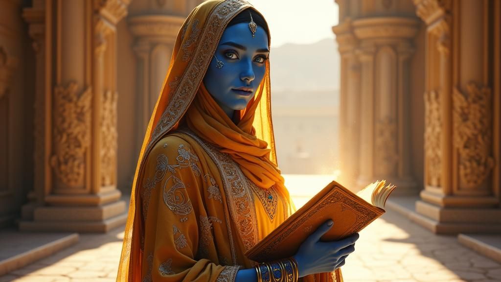 Regal Na'vi Woman in Palace Courtyard