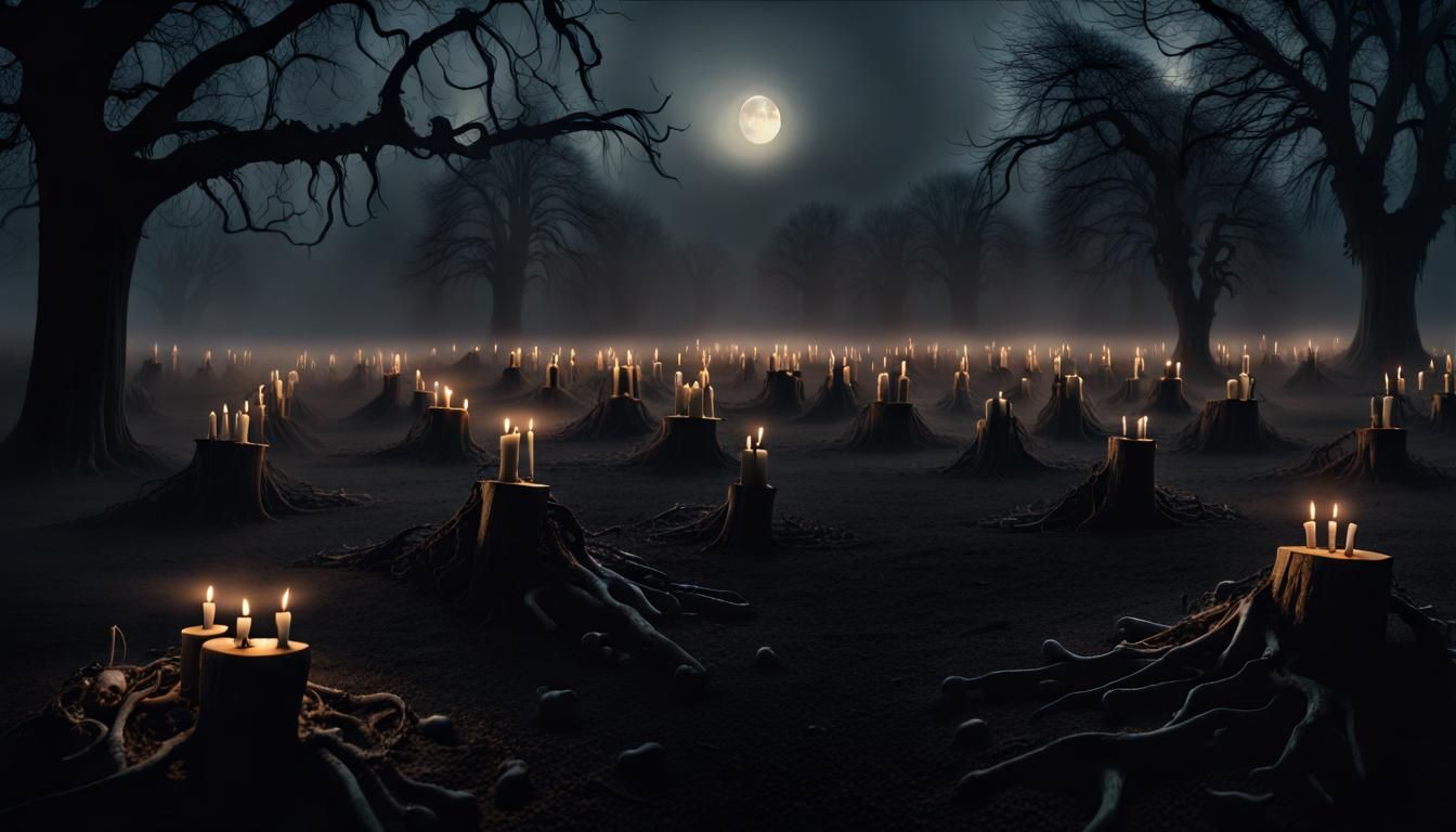 Eerie Field of Bones in Halloween Style