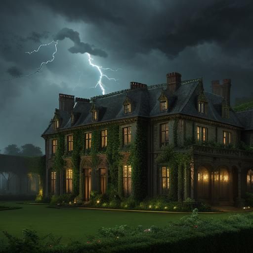 Stormy Night Manor: Dramatic Digital Matte Painting
