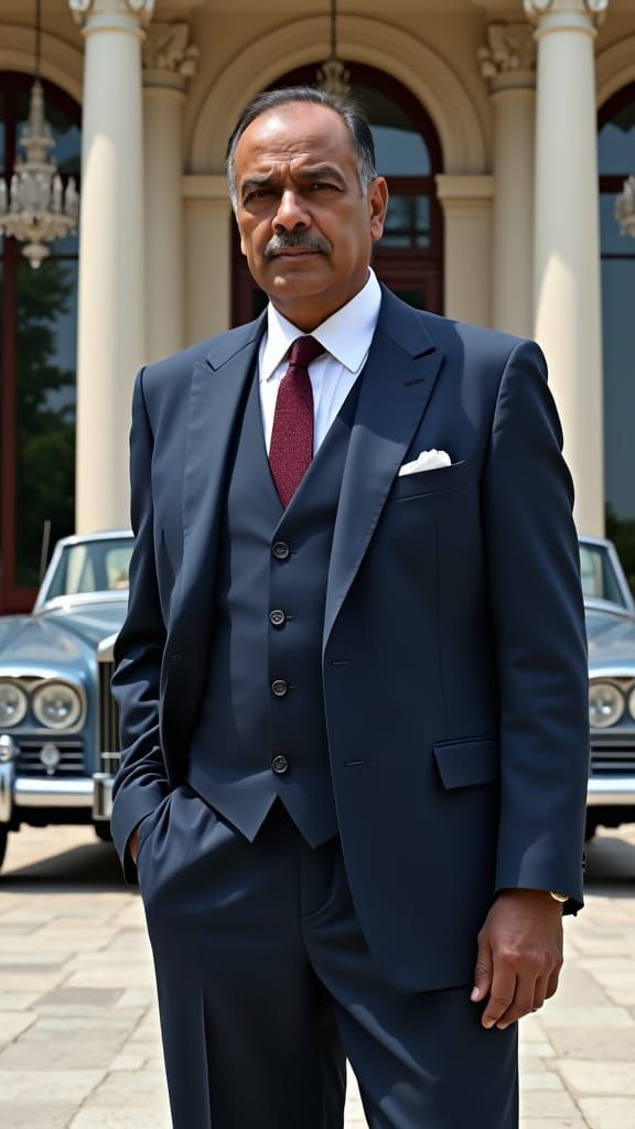 Confident Indian Aristocrat in Luxurious Mansion