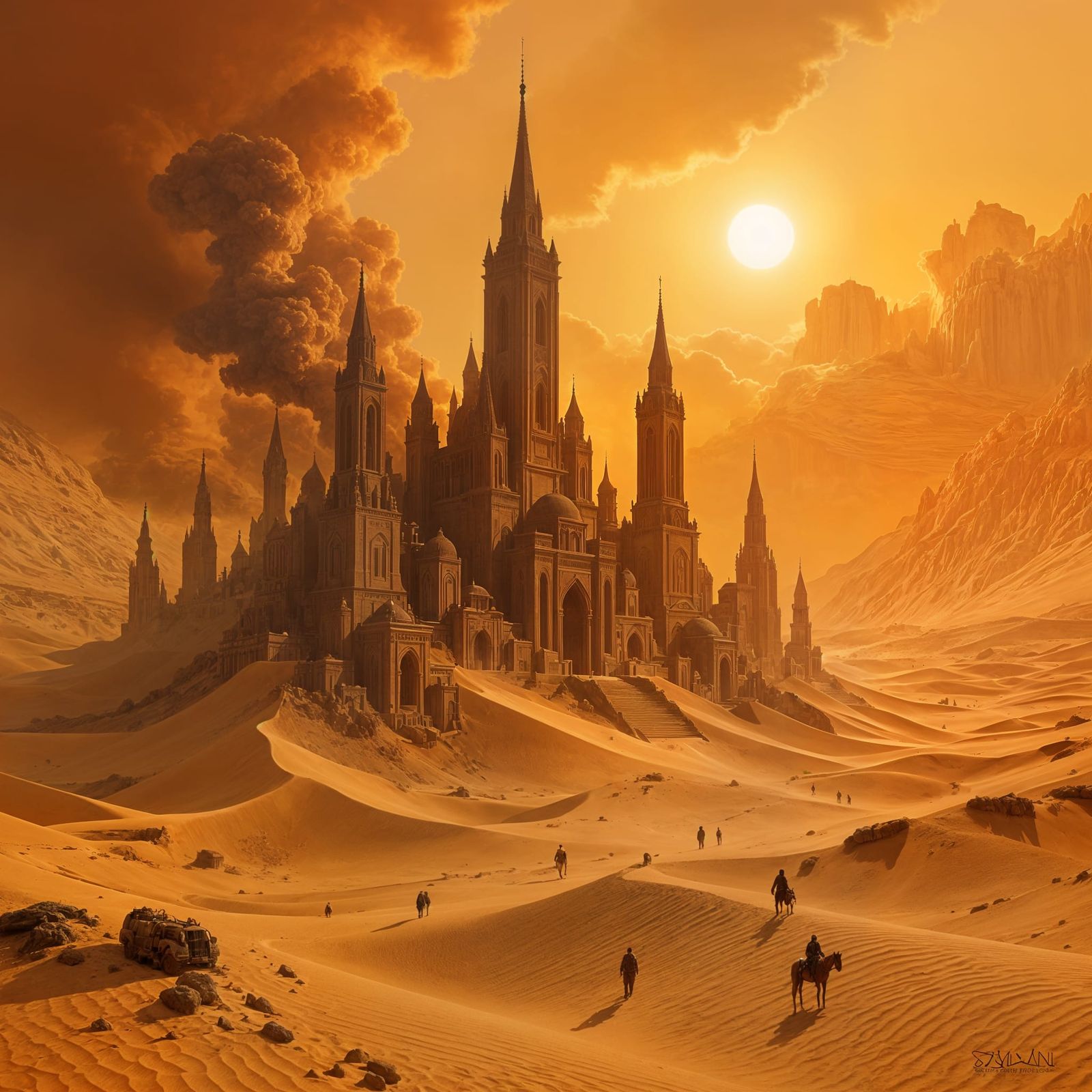 Lost Desert Metropolis Revealed by Sandstorm in Epic Painter...