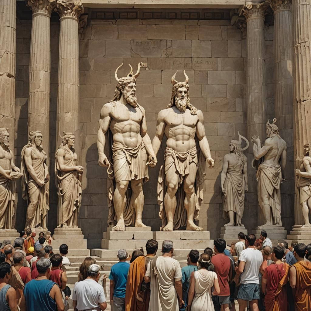 Worshippers at the Statue of Zeus in Temple