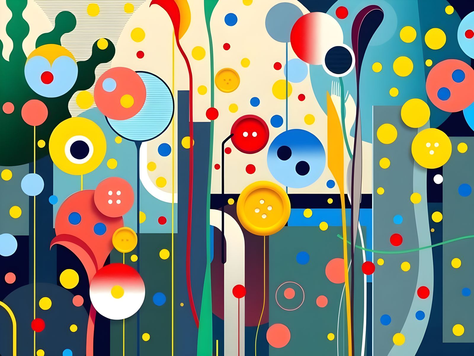 Surreal Art of Whirling Circles and Neon Buttons in Tanguy O...