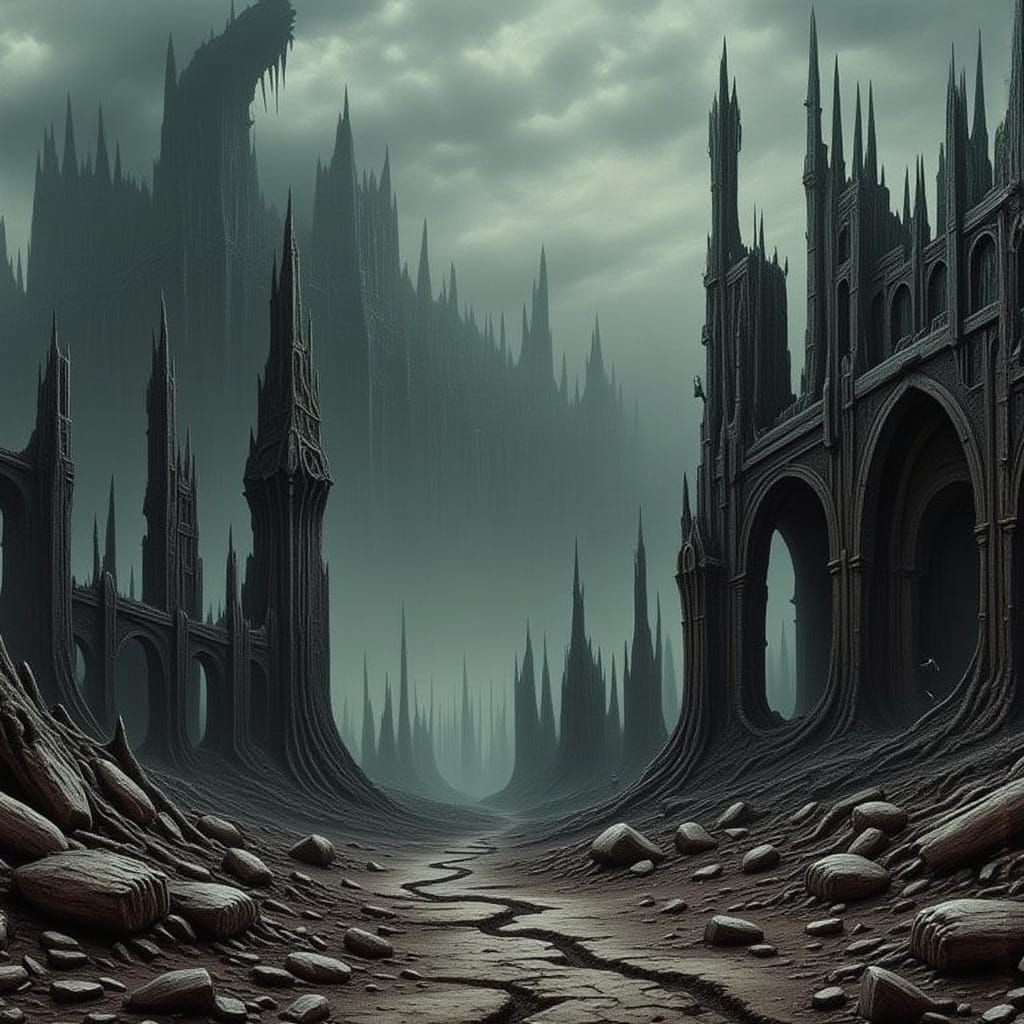 Apocalyptic Landscape Inspired by Dark Surrealism