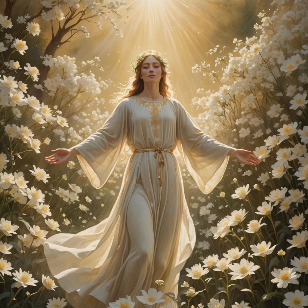 Sacred Illuminism: Ethereal Figure in Golden Light