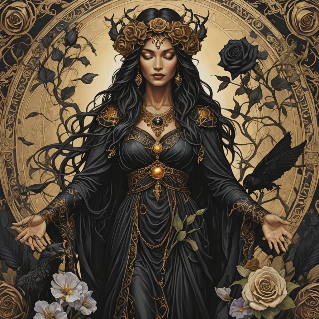 Hecate with Black Roses, 3D Anime Art