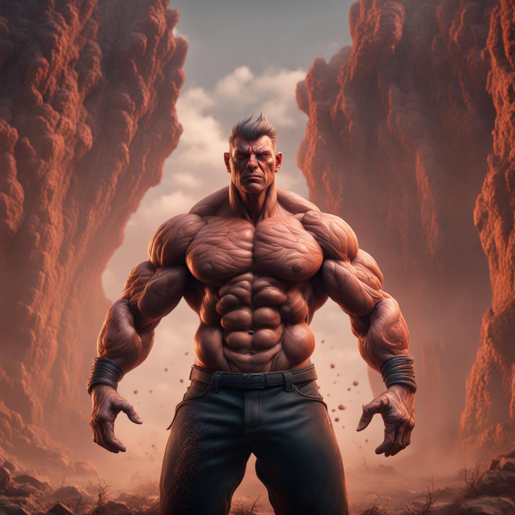 Detailed Matte Painting of a Muscle Man