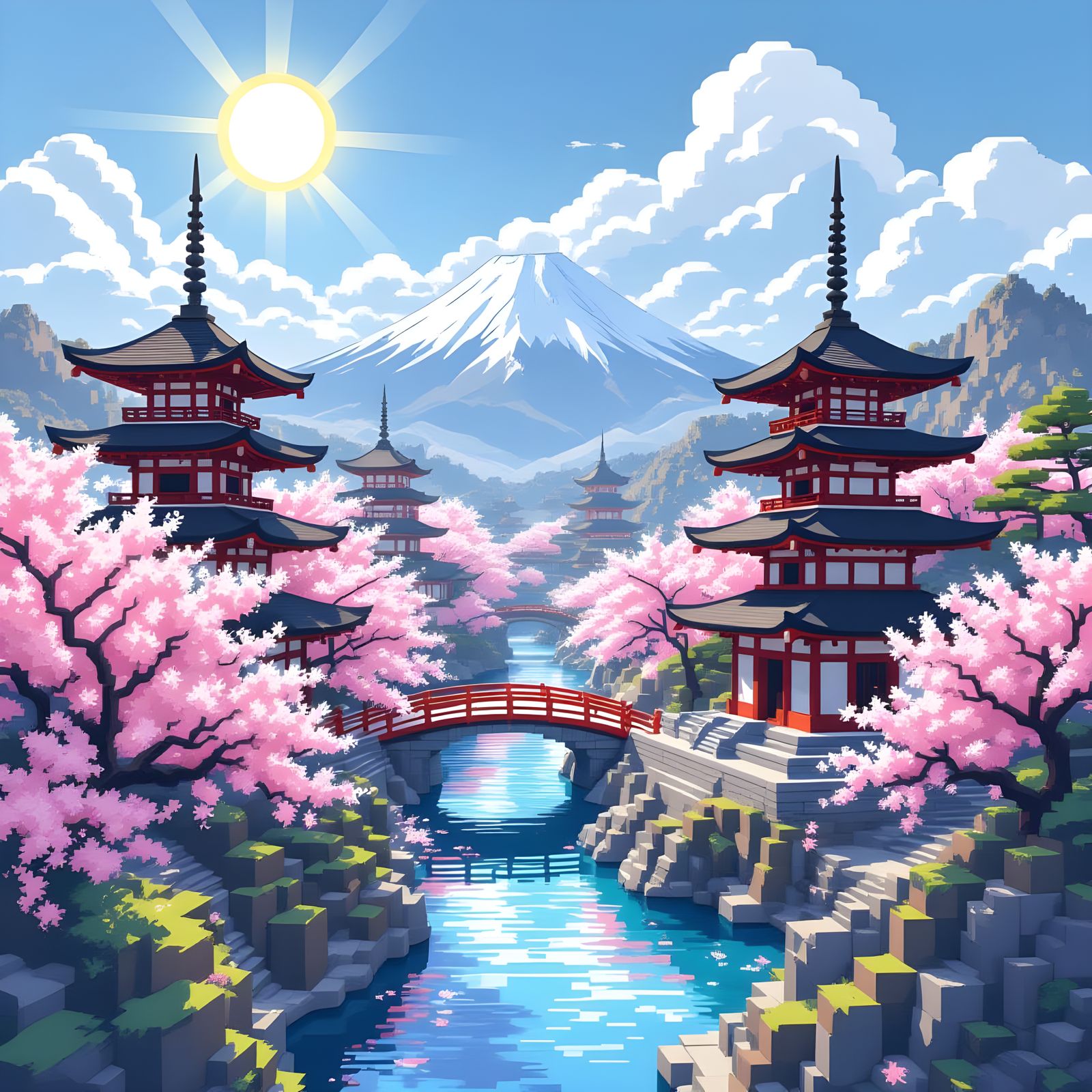 Minecraft World Reimagined in Japanese Style