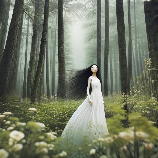 Woman with Narcotic Flower: Etching with Forest Exposure