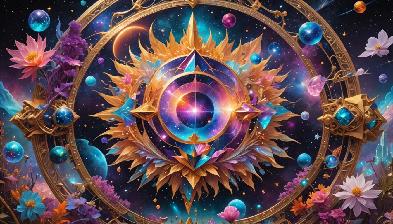 Cosmic Crystal: Holographic Astral Illustration