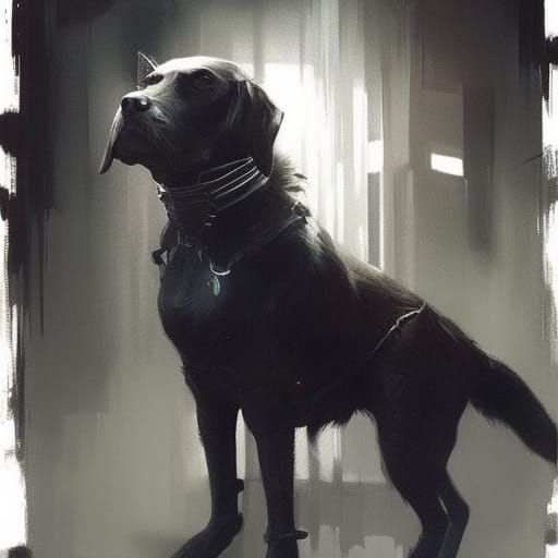 Sinister Dog Girl Portrait in Gothic Horror Style