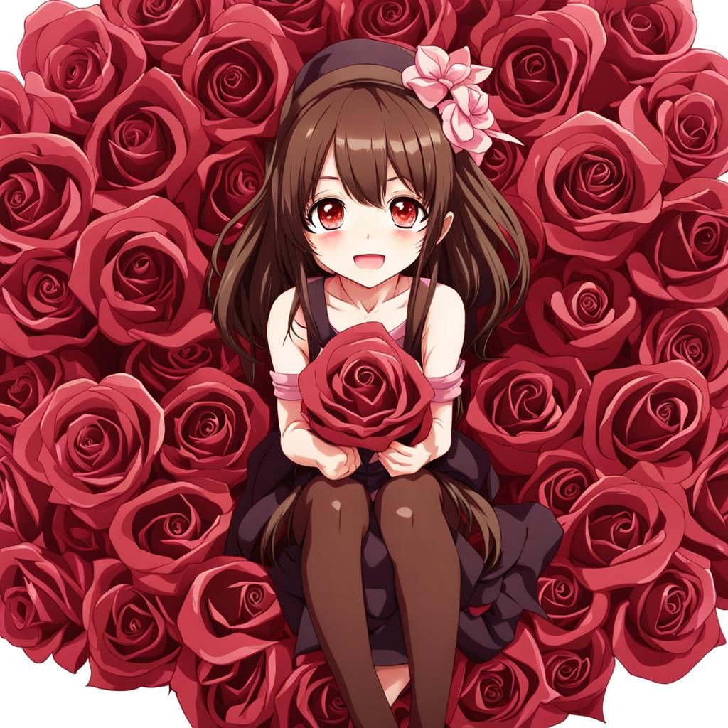 Chocolate Girl in Rose, Anime Style