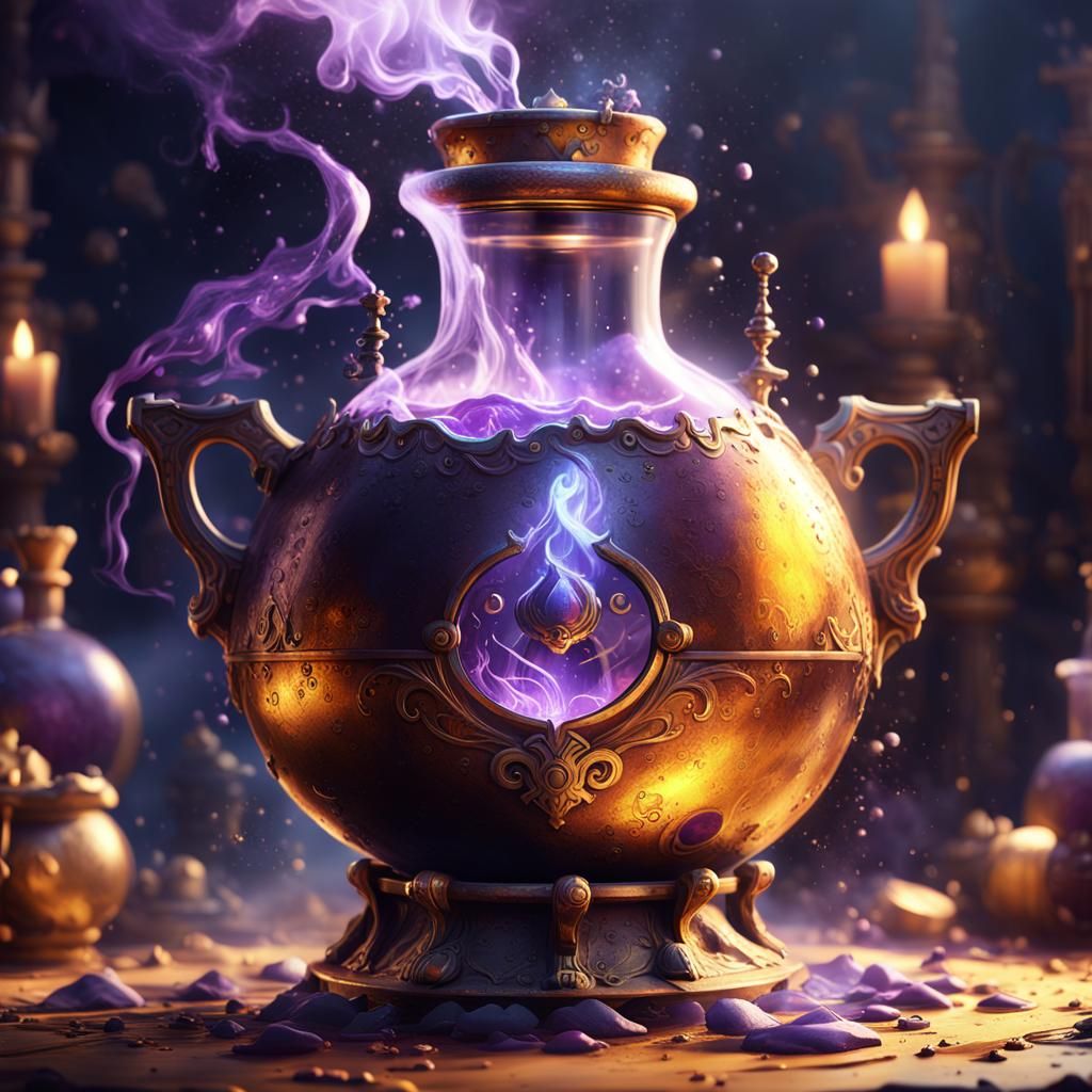 Magic Potion Portrait with Fantasy Engine in Dark Art