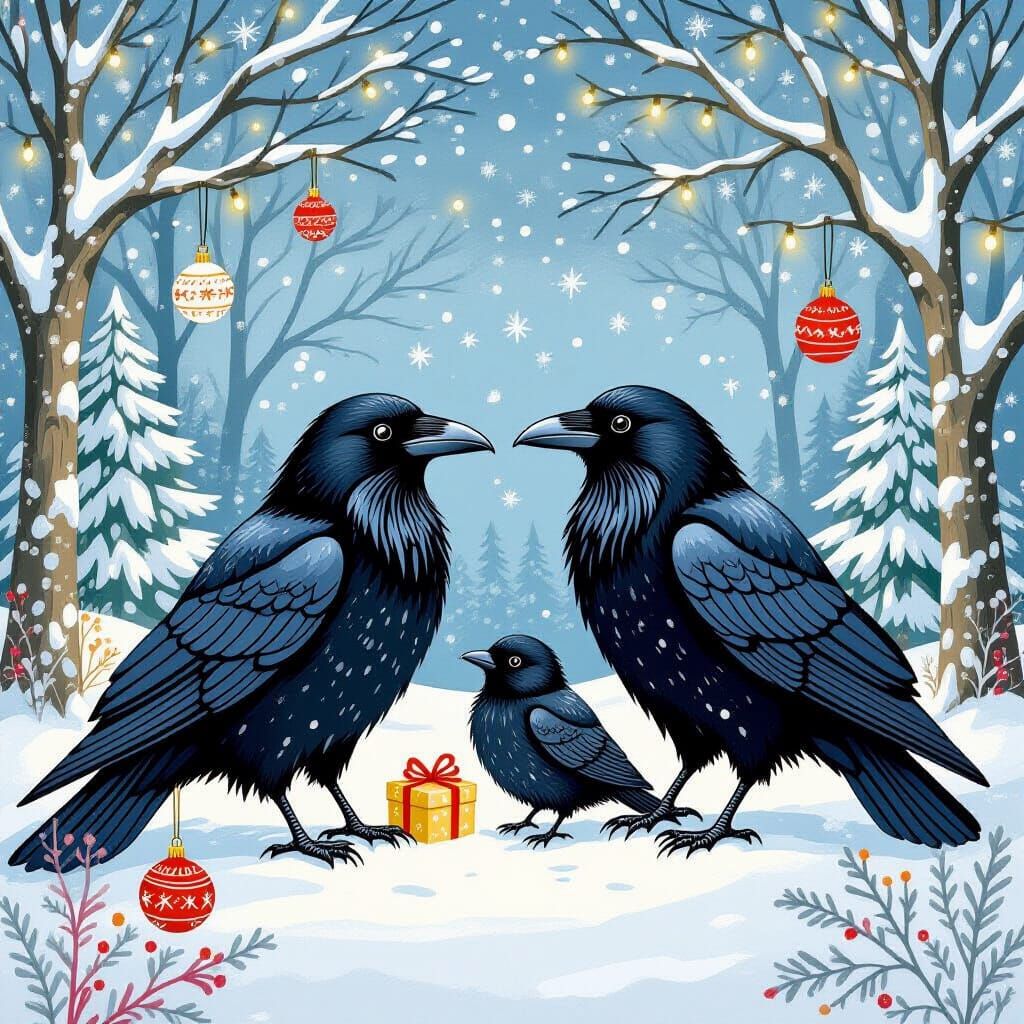 Ravens Celebrate Christmas, Beatrix Potter Style