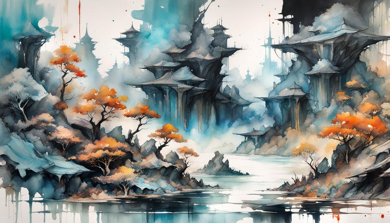 Abstract Wonderland in Mixed Media Style