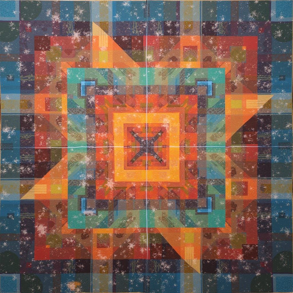 Surreal Geometric Kaleidoscope in Ethereal Tartan