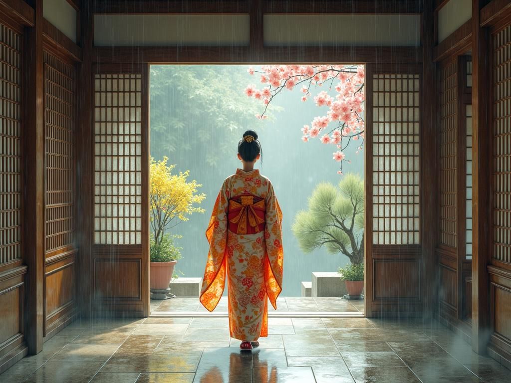 Japanese Princess in Rainy Season Palace