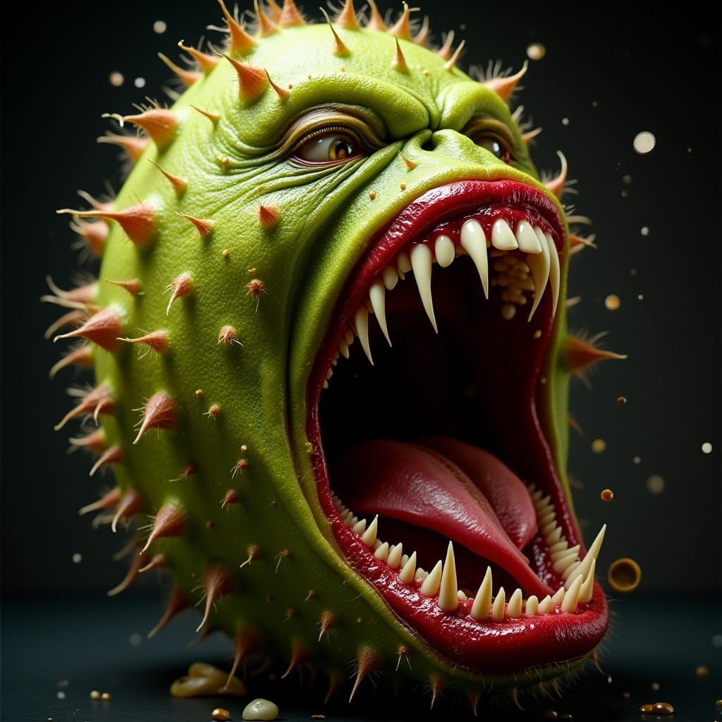 Screaming Kiwi Fruit With Wicked Teeth