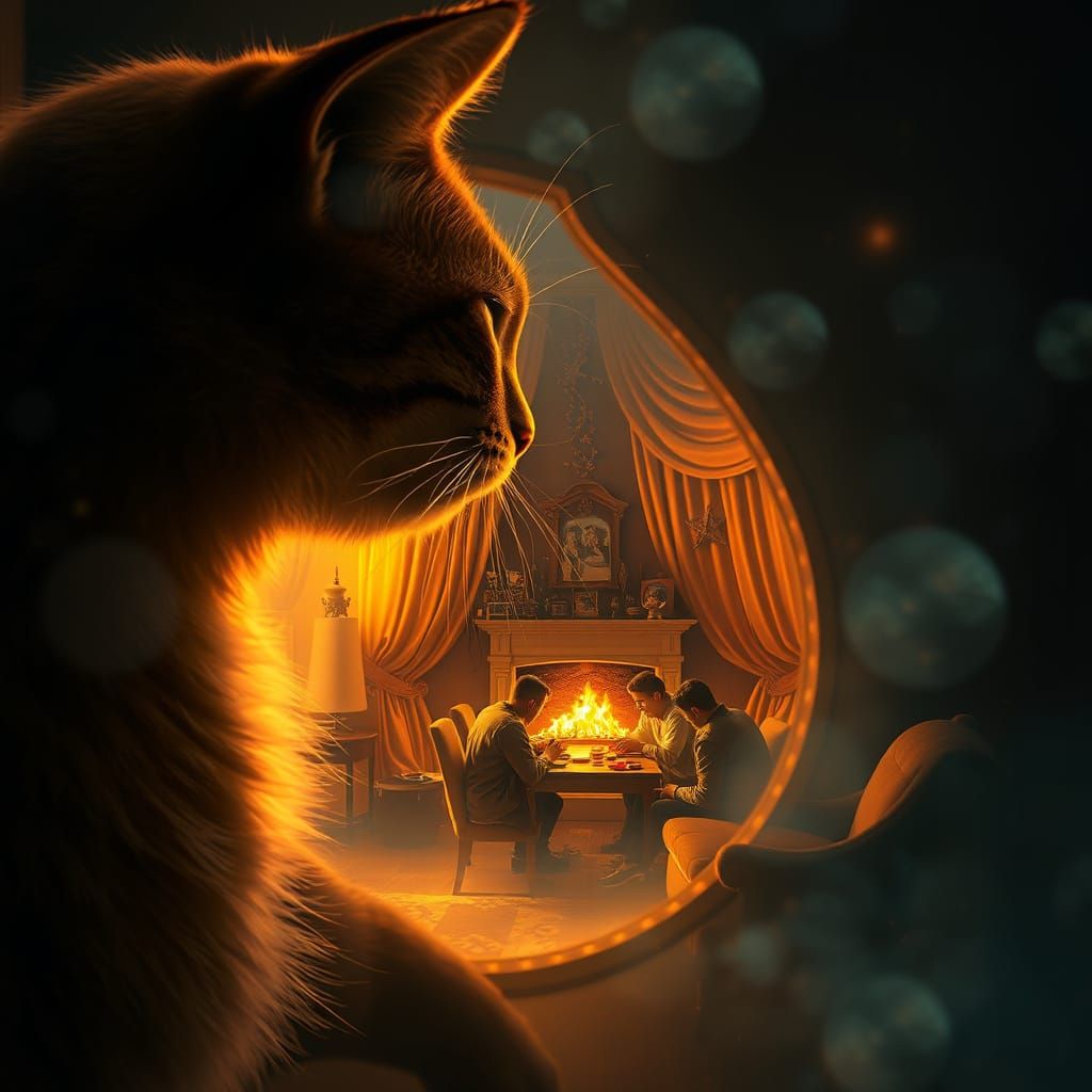 Whiskered Cat at Mystic Fireplace Gathering
