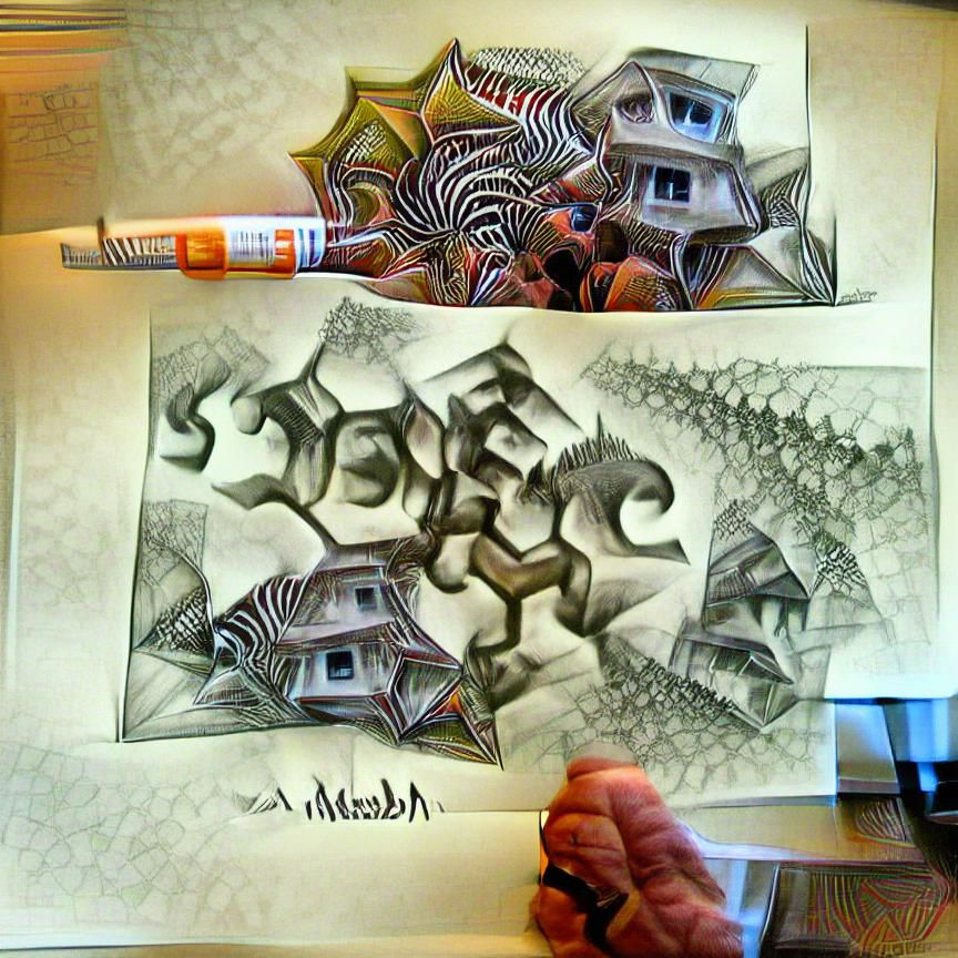 Escher-esque Fractal Sketch: Sobriety vs Addiction