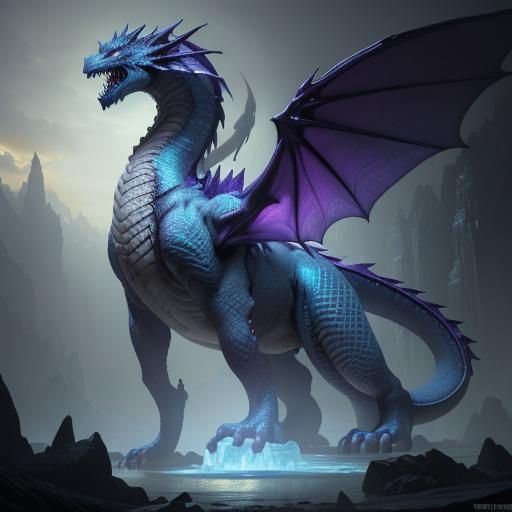Icy Dragon in Flight: A Dark Fantasy Artwork