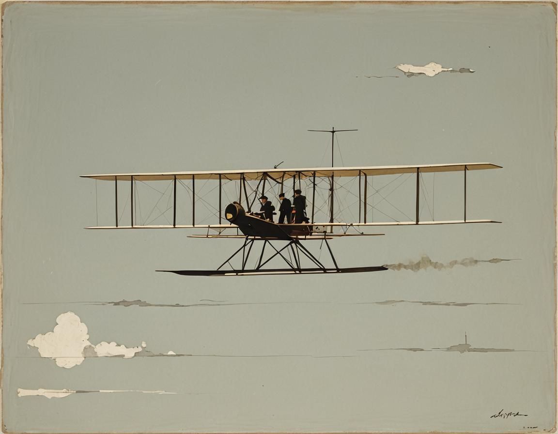 Wright Brothers' First Flight in Superflat Style