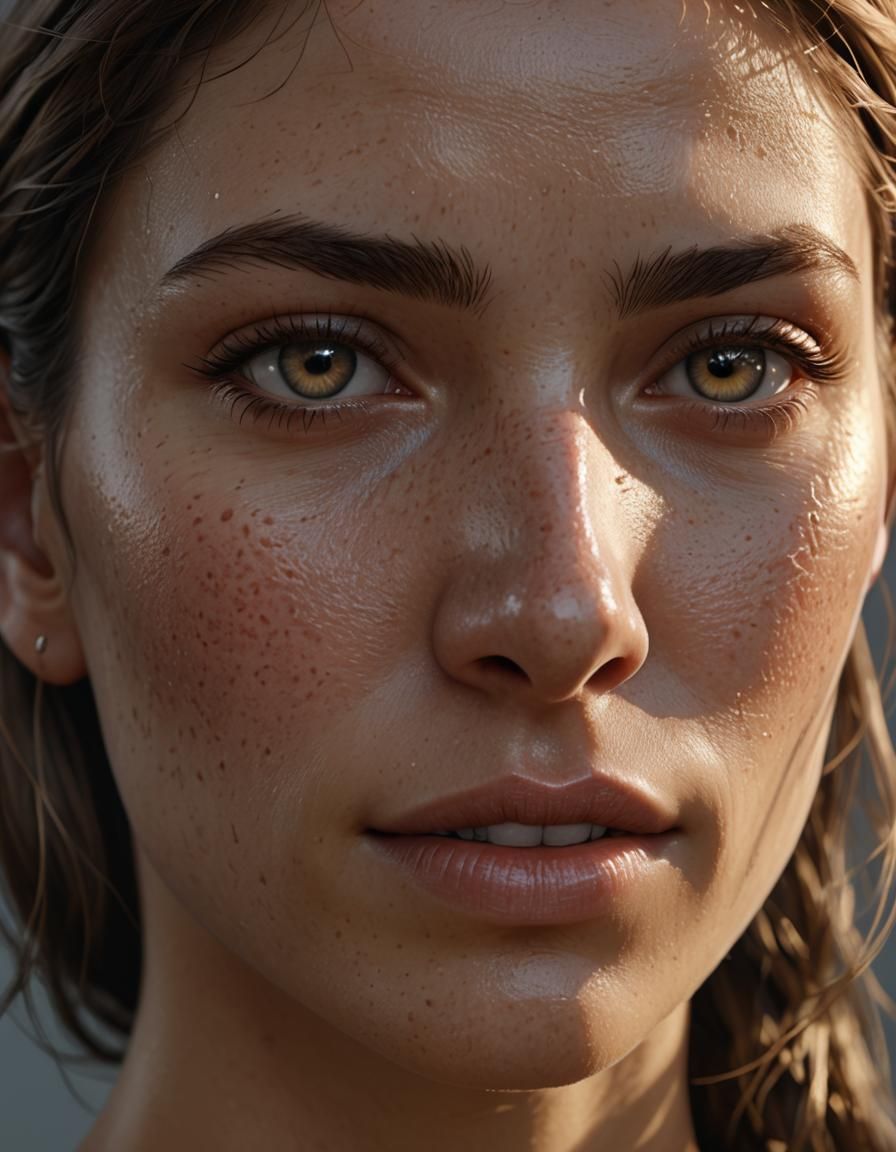 Hyperrealistic Portrait of Athletic Woman in Soft Light